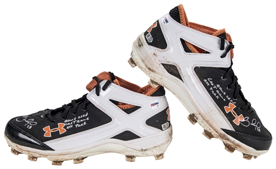 2014 Pablo Sandoval World Series Game 5 Used, Signed & Inscribed Under Armour Cleats Used on 10/26/2014 (MLB Authenticated & PSA/DNA)